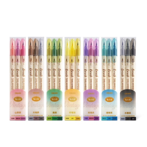 BB Diy Bộ 3 Bút Brush Ngòi Lông Mềm Màu Sắc Hai Đầu Calligraphy Viết Sổ Bullet Journal