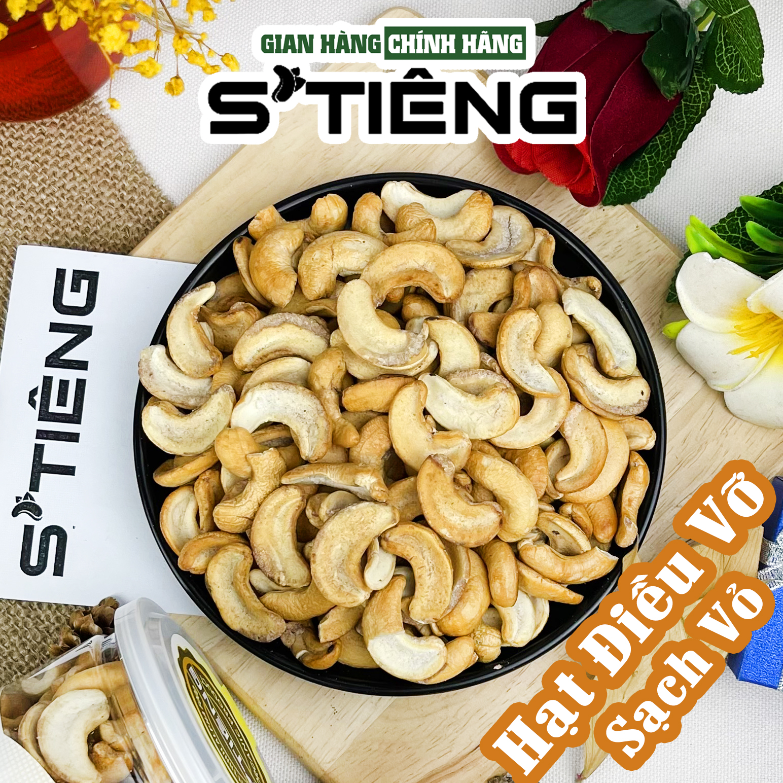 Hạt Điều Rang Muối STIENG Loại Bể SẠCH VỎ Lụa