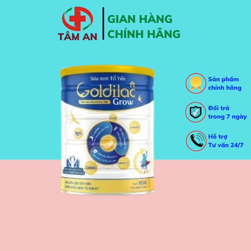 Sữa non tổ yến-sữa goldilac grow lon 650g - tâm an 1