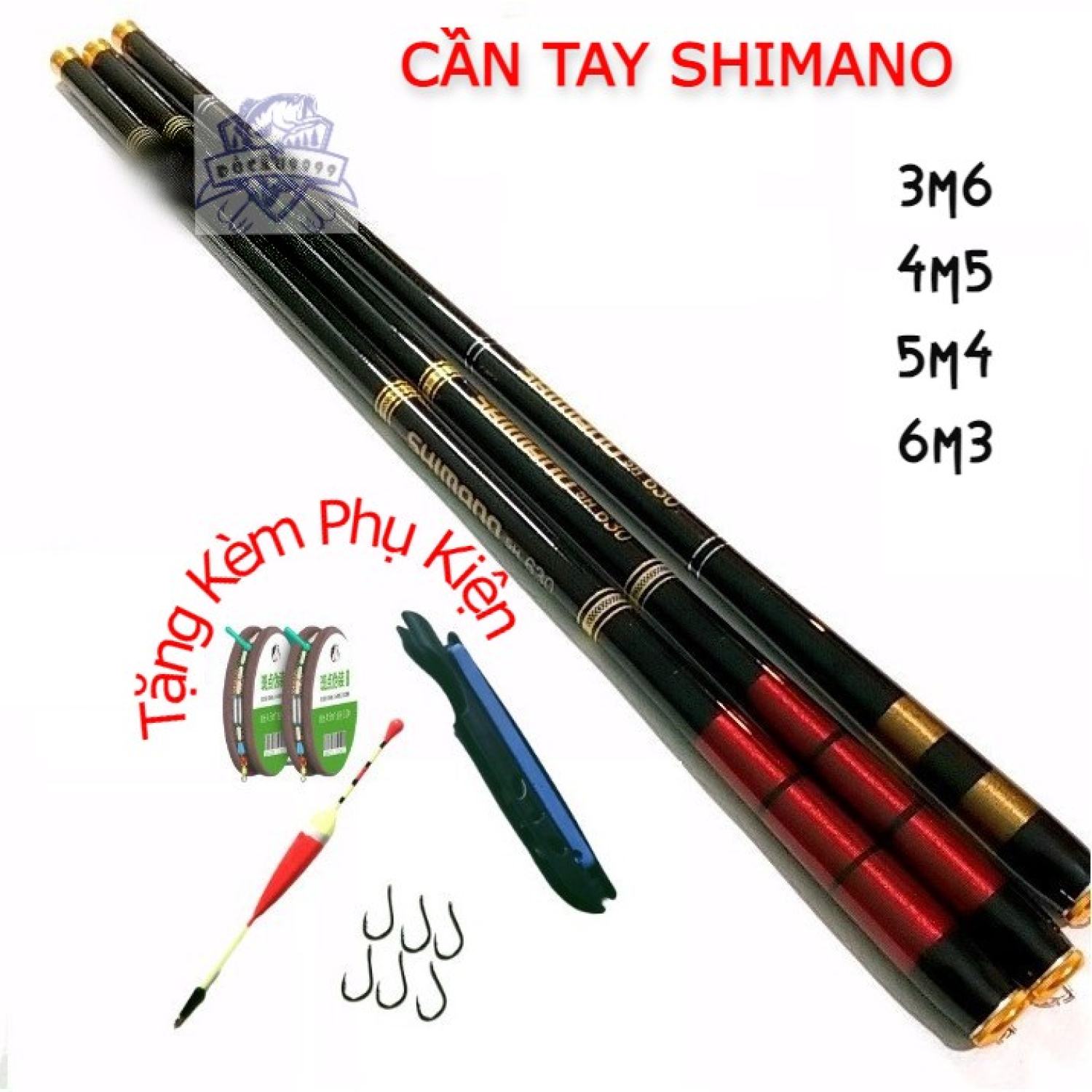 Cần câu tay shimano 5h dài 3m6-4m5-5m4-6m3 tặng phụ kiện