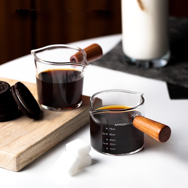 Cốc đong cà phê Espresso 2 miệng thuỷ tinh chịu nhiệt