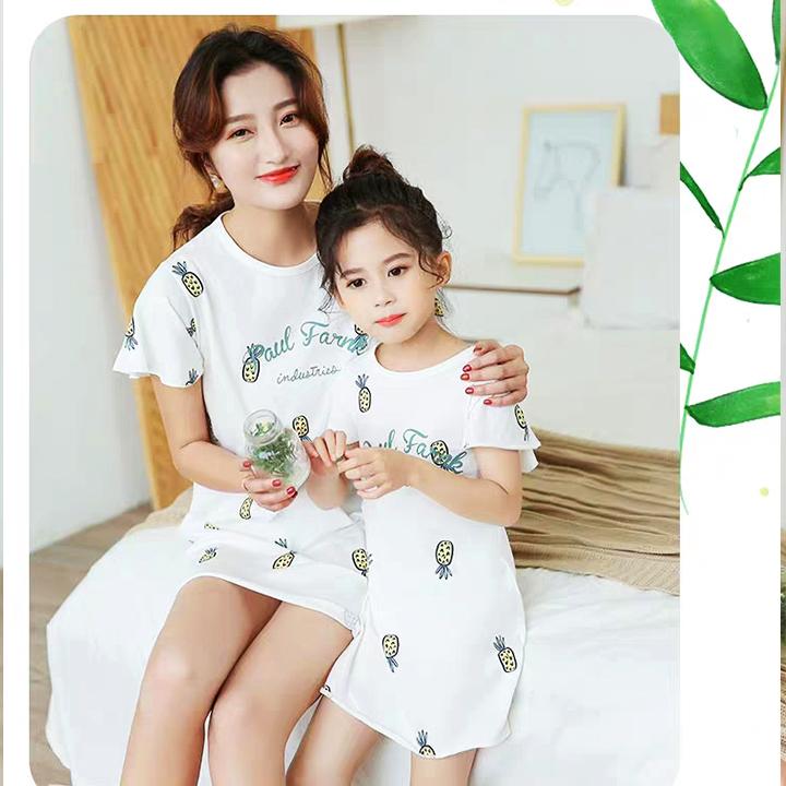 Đầm ngủ bé gái 4-10 tuổi hình quả dứa phối tay bèo xinh xắn BBShine – DN006