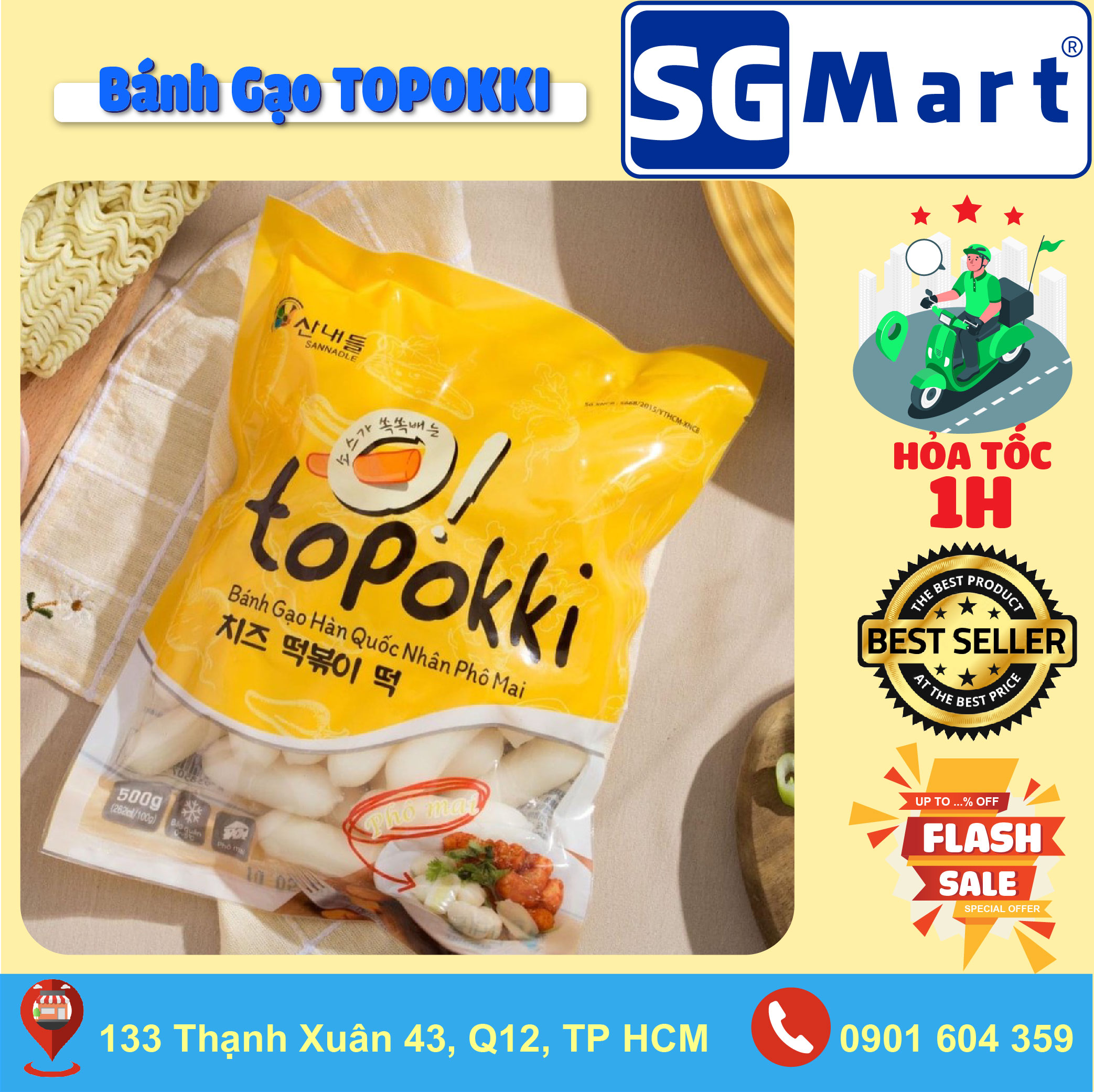 Bánh gạo Hàn Quốc nhân Phô mai, Topokki nhân phô mai Loại 500Gram Siêu Thơm Ngon Béo Ngậy (Ship Hỏa Tốc 1H HCM)