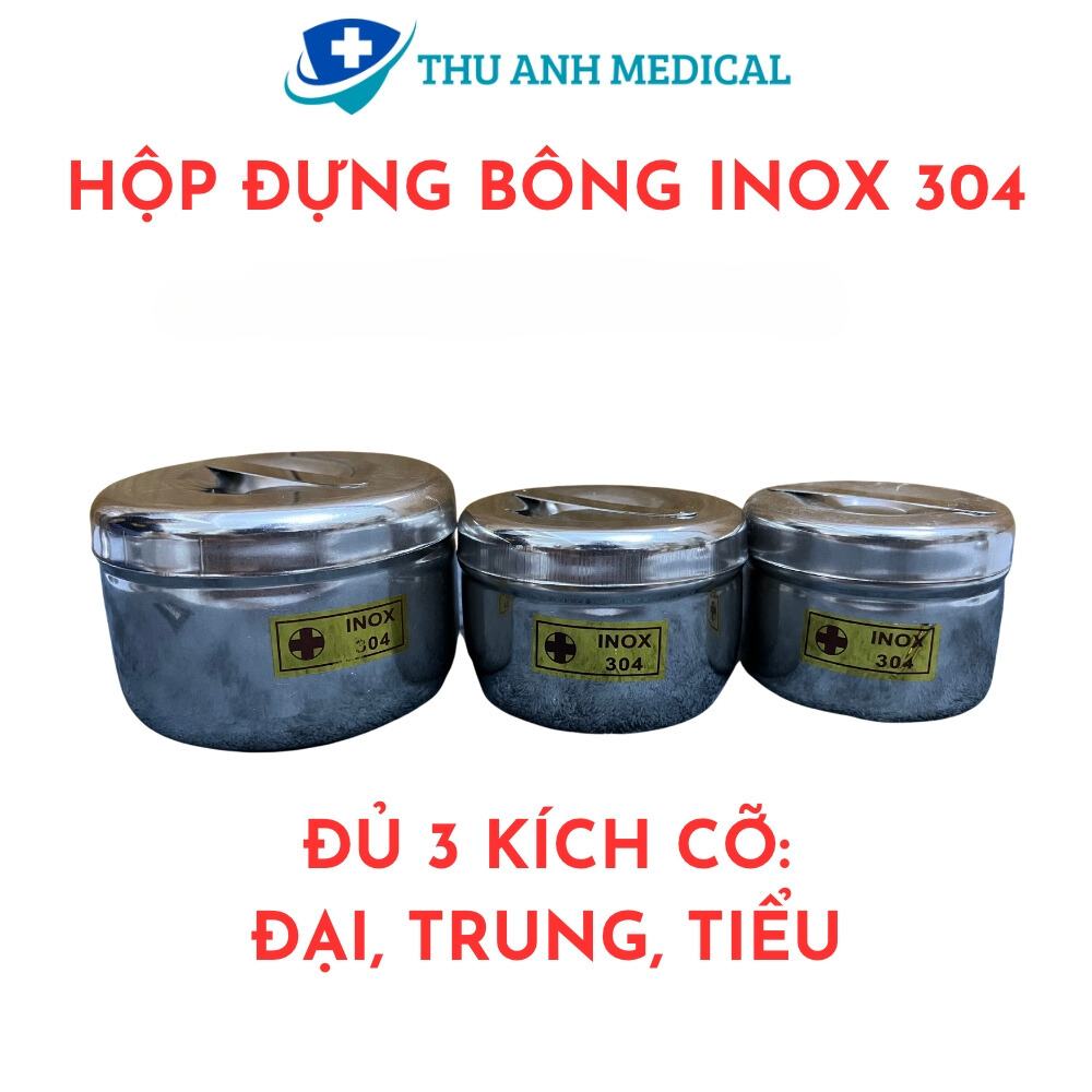 Hộp inox đựng bông cồn y tế - inox 304 - dùng trong spa, y tế