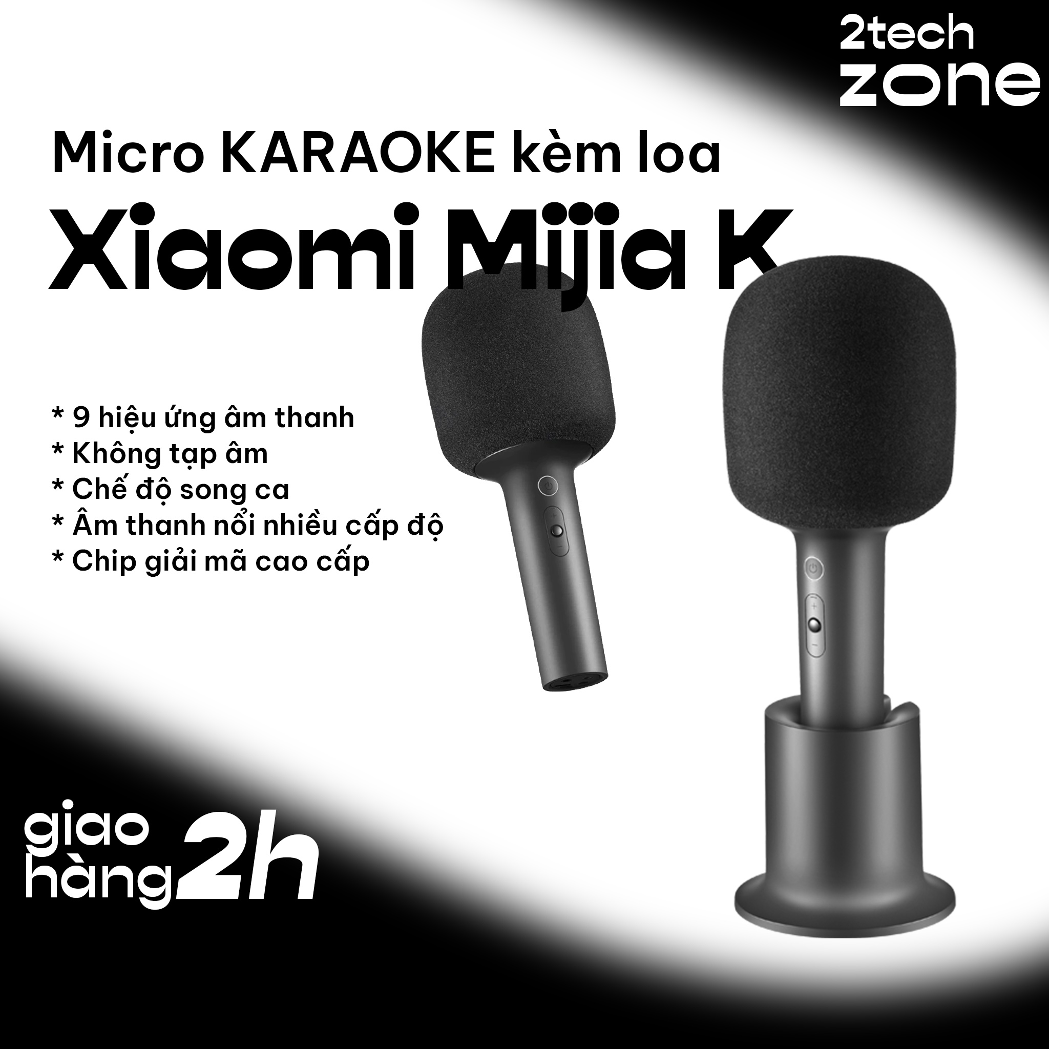 Micro KARAOKE kèm loa Bluetooth Xiaomi MIJIA K - Micro KARAOKE Bluetooth Xiaomi tích hợp loa, 9 hiệu ứng âm thanh, chip giải mã cao cấp, không tạp âm