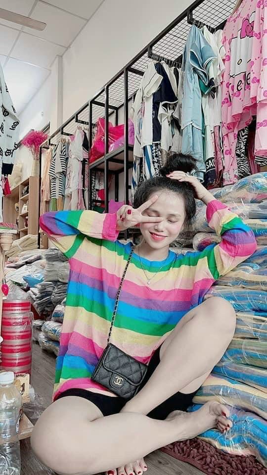 Áo len nữ sọc kẻ cầu vồng hot girl nữ sl004