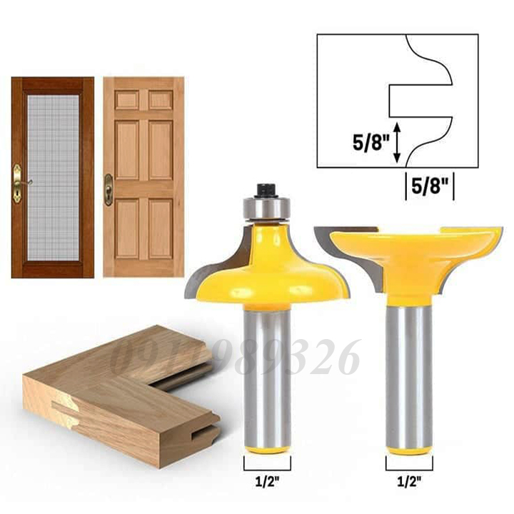 Bộ 2 mũi soi ghép mộng cửa chính cốt 12.7mm - Mũi phay mộng cửa lớn hàng nhập khẩu chất lượng cao
