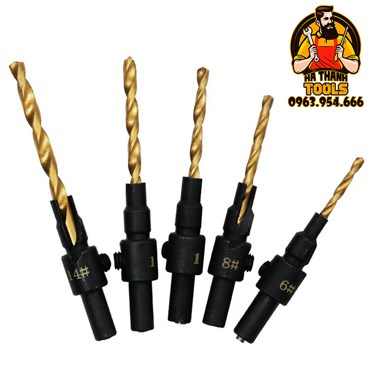 Bộ 5 mũi khoan gỗ chỉnh cữ bắt âm mũi vít - đầu âm vít gỗ