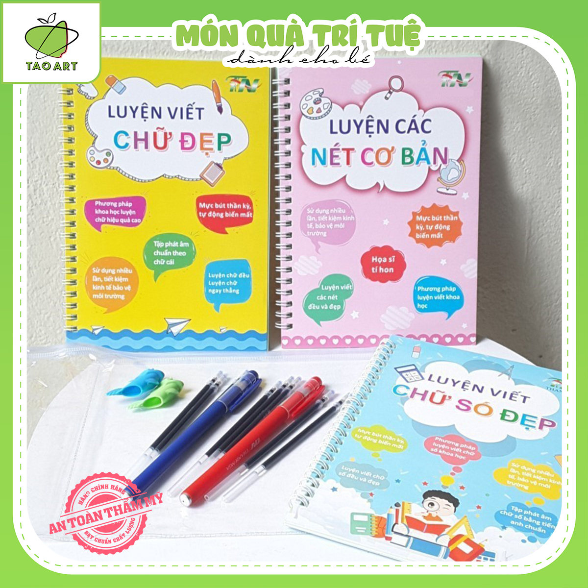 Bộ 3 quyển luyện viết taoart giúp bé viết đẹp thần kỳ có thể tự xoá - tst002