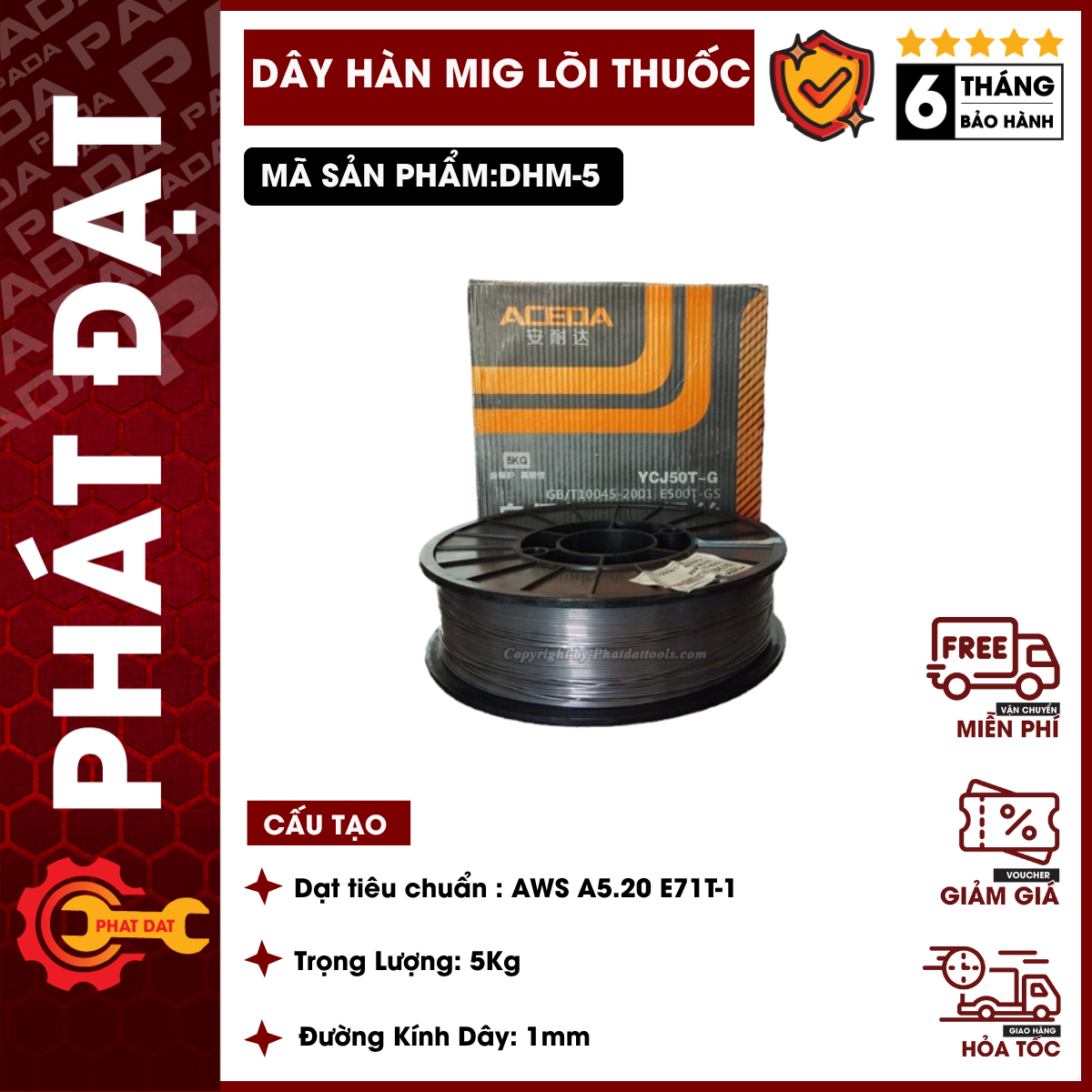 Cuộn Dây Hàn Mig 5kg Không Dùng Khí DHM-5