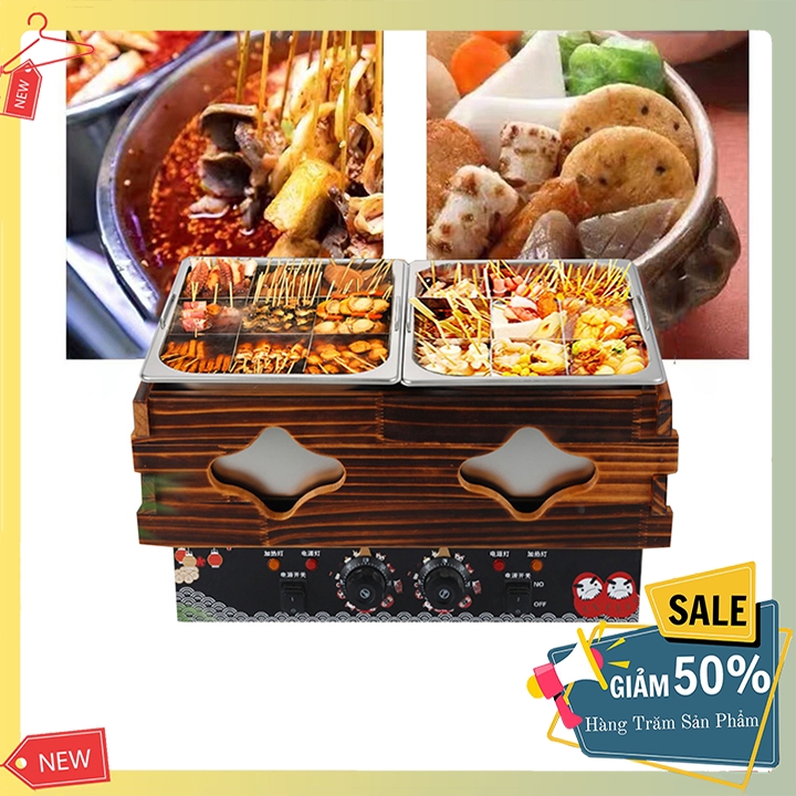 Nồi lẩu oden 18 ngăn, nồi nấu lẩu xiên que tự chọn
