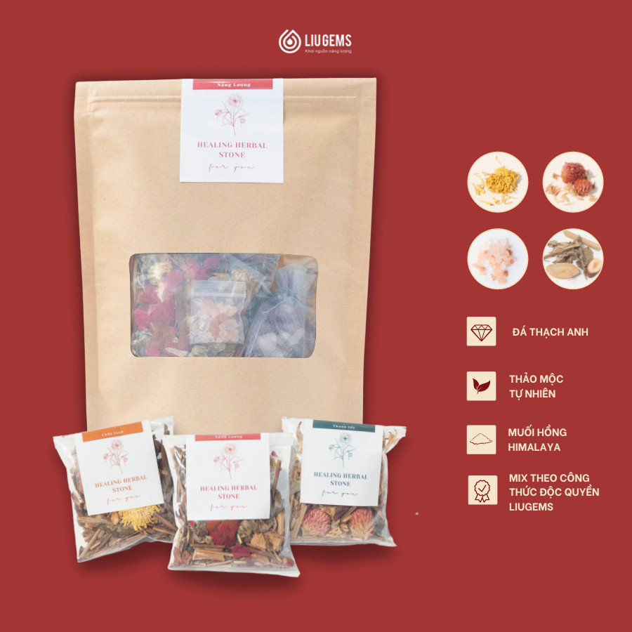 Thảo Dược Xông Mặt, Ngâm Chân Kích Hoạt Luân Xa, Huyệt Vị Liugems Nguyên Chất Organic Thải Độc Cho Cơ Thể