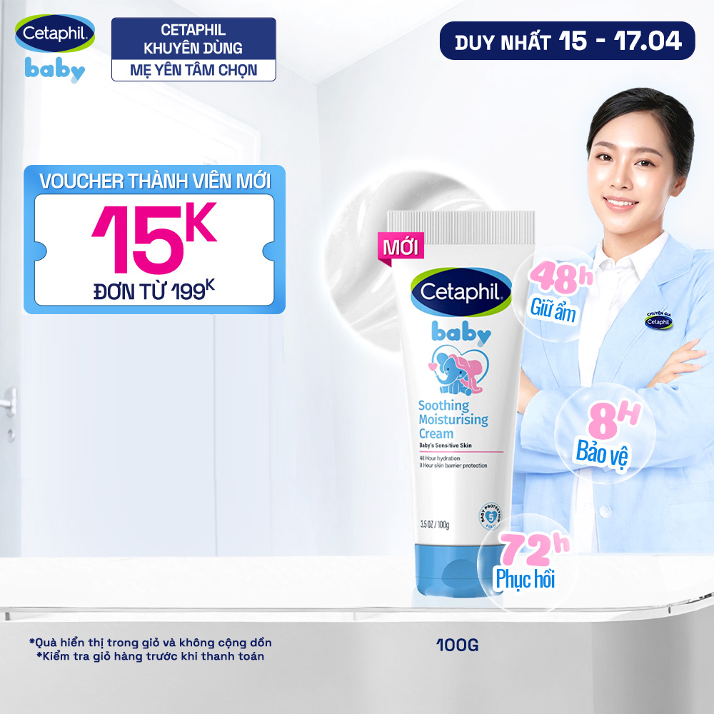[MỚI] Kem làm dịu và dưỡng ẩm đa năng cho bé Cetaphil Baby Soothing  Moisturising Cream 100G