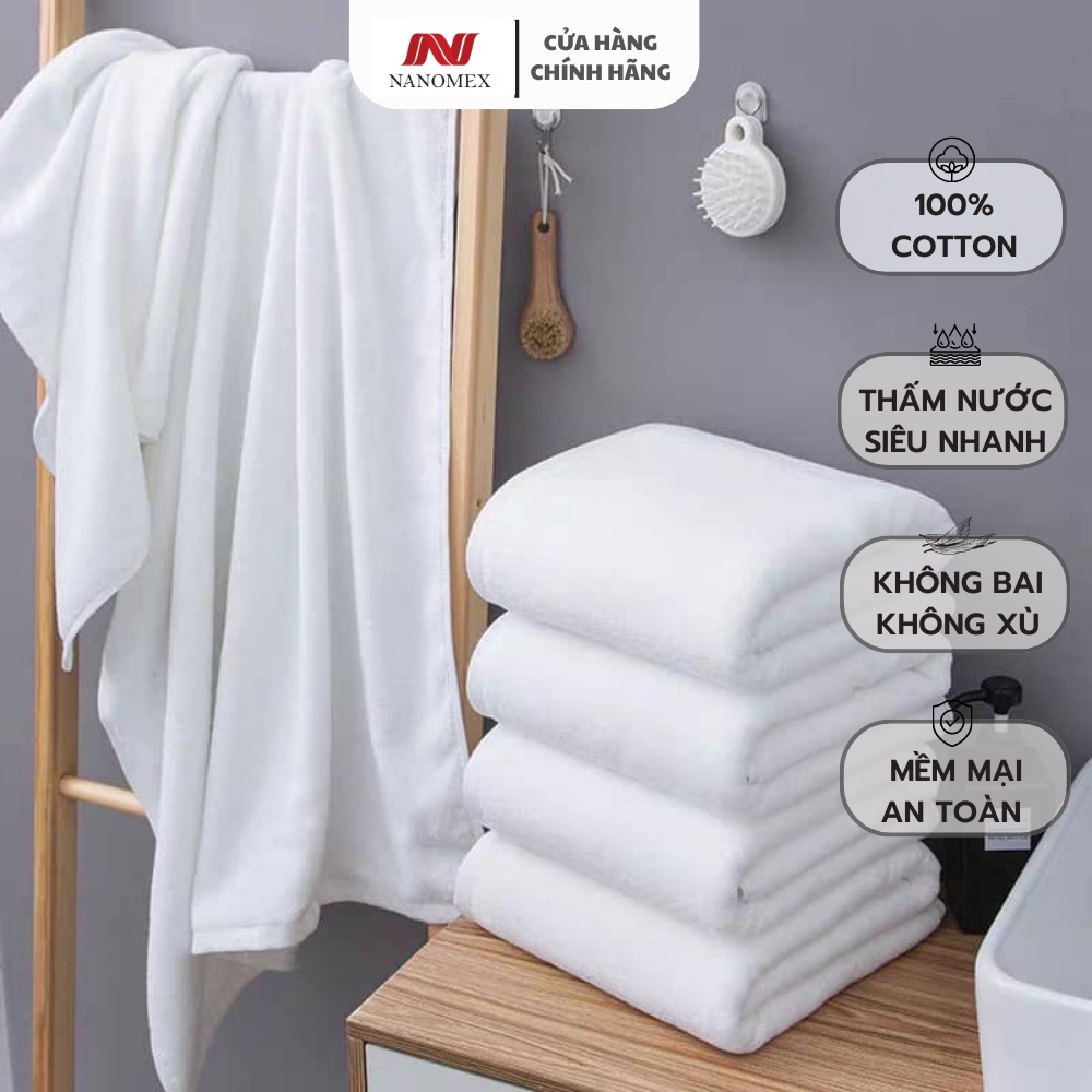 Khăn tắm khách sạn 5 sao 100% cotton 70x140cm nanomex mềm mại, thấm hút