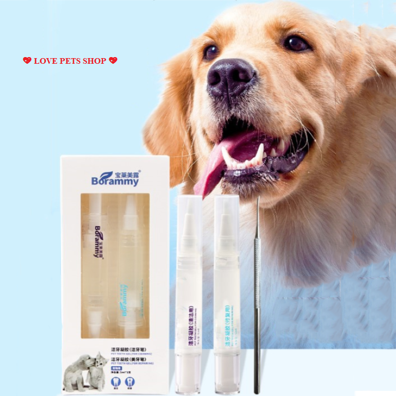 Bộ dụng cụ làm trắng răng, lấy cao răng cho Chó Mèo (mẫu mới) - Love Pets Shop