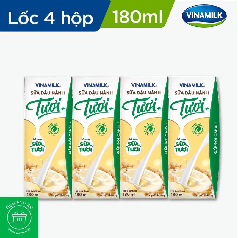 Lốc sữa đậu nành Tươi Vinamilk hộp 180ml