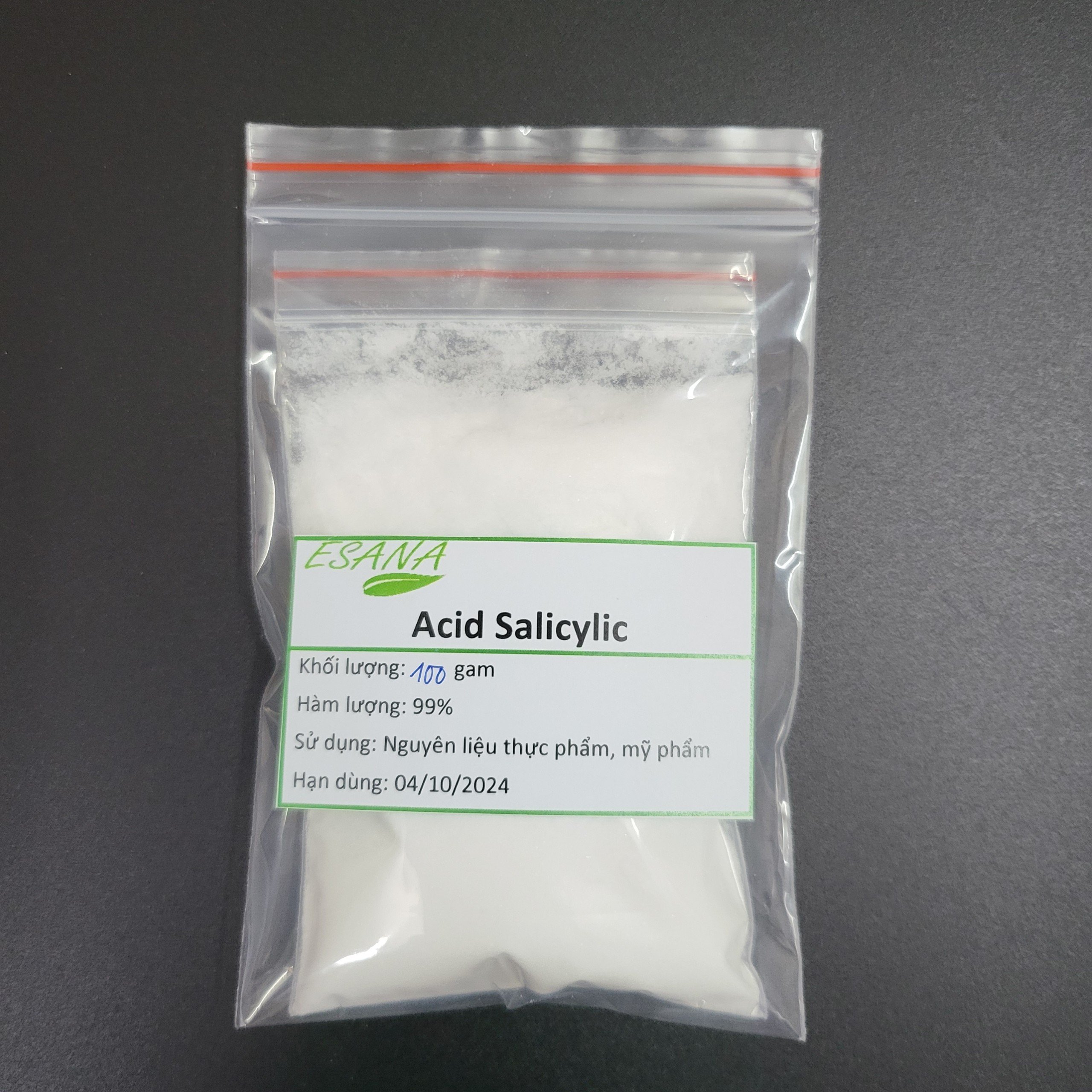 100 g nguyên liệu mỹ phẩm Acid salicylic 99%