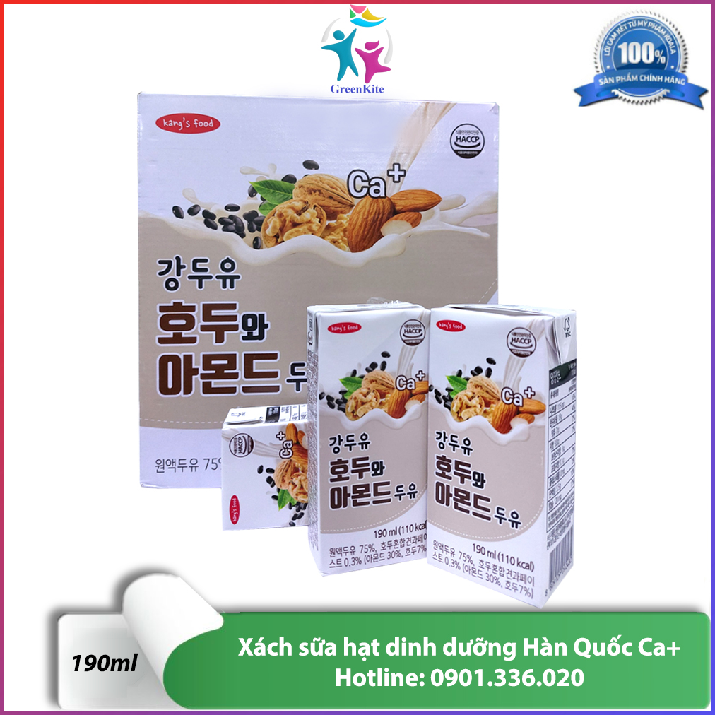 Sữa Hạt Óc Chó Hạnh Nhân Đậu Đen Hàn Quốc- Kangfood 190ml- Sữa dinh dưỡng