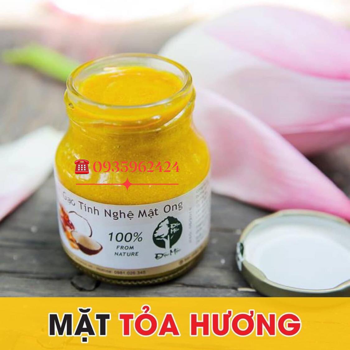Mặt nạ tắm trắng face kem Gạo Tinh Nghệ Mật Ong Độc Mộc (Sạch mụn, mờ thâm sẹo, nám, tàn nhang)