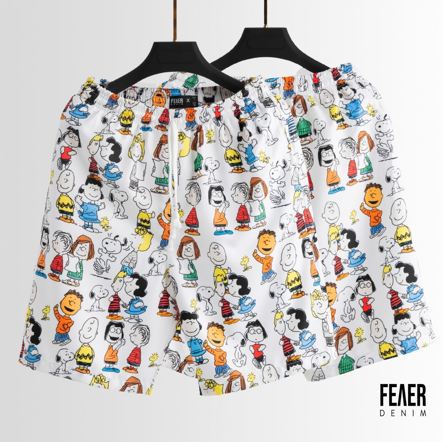 Quần short nam ngắn họa tiết peanuts 100% chất lụa chéo thoáng mát, ít nhăn - feaer denim
