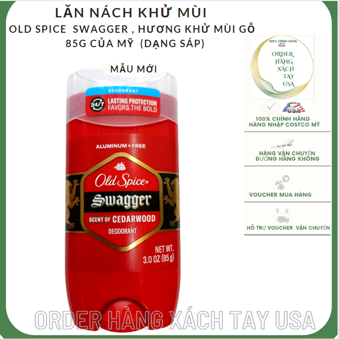 Lăn nách khử mùi old spice swagger , hương khử mùi gỗ tuyết tùng 85g của mỹ