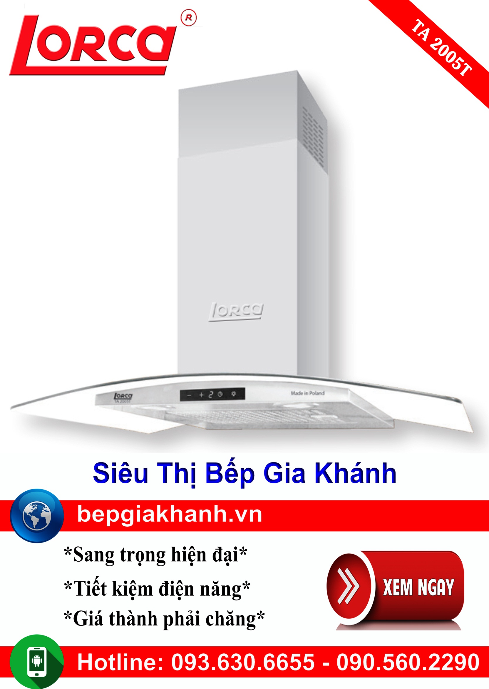 [HCM]Máy hút mùi kính cong 70cm Lorca TA 2005T máy hút mùi nhà bếp máy hút mùi bếp máy hút mùi kính cong máy hút mùi canzy máy hút mùi mini máy hút mùi âm trần máy hút mùi electrolux may hut mui