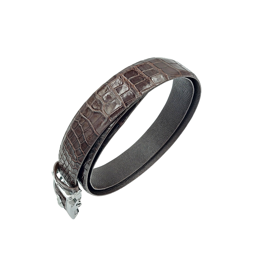 Thắt lưng nam, thắt lưng cá sấu da bụng dây liền nguyên miếng size 3.5cm khóa tự động inox không gỉ, cao cấp chính hãng Men Leather M3D6B