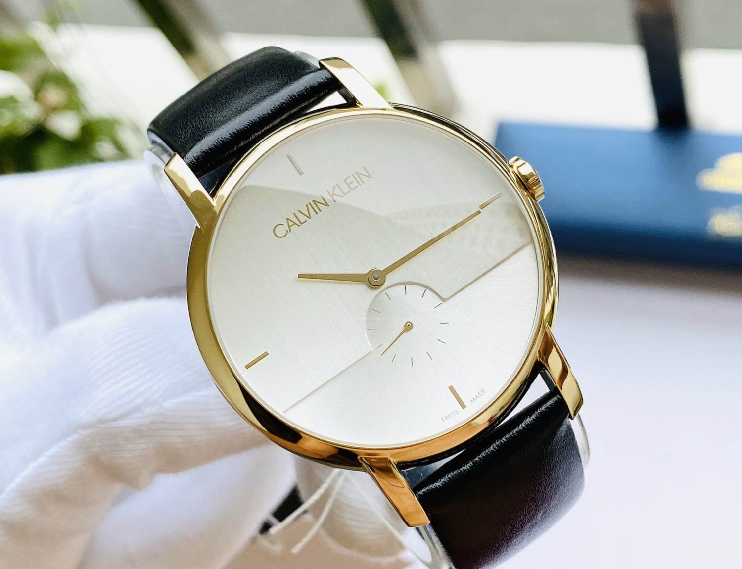 Đồng hồ Nam chính hãng Calvin Klein K9H2X5C6 (CK) Size 43-Máy Pin Quartz-Dây da đen cao cấp