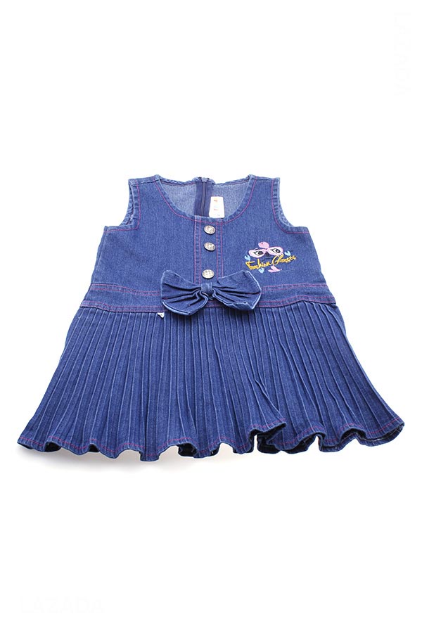 Đầm denim bé gái 2 đến 12 tuổi thêu hoa TRI LAN DBG008
