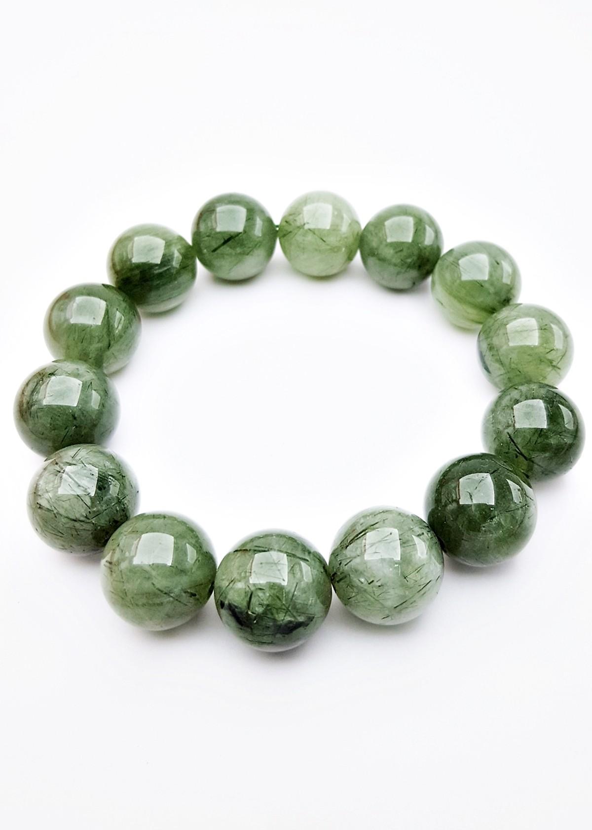 [FreeshipMAX] Vòng Tay Thạch Anh Tóc Xanh Tự Nhiên 14mm