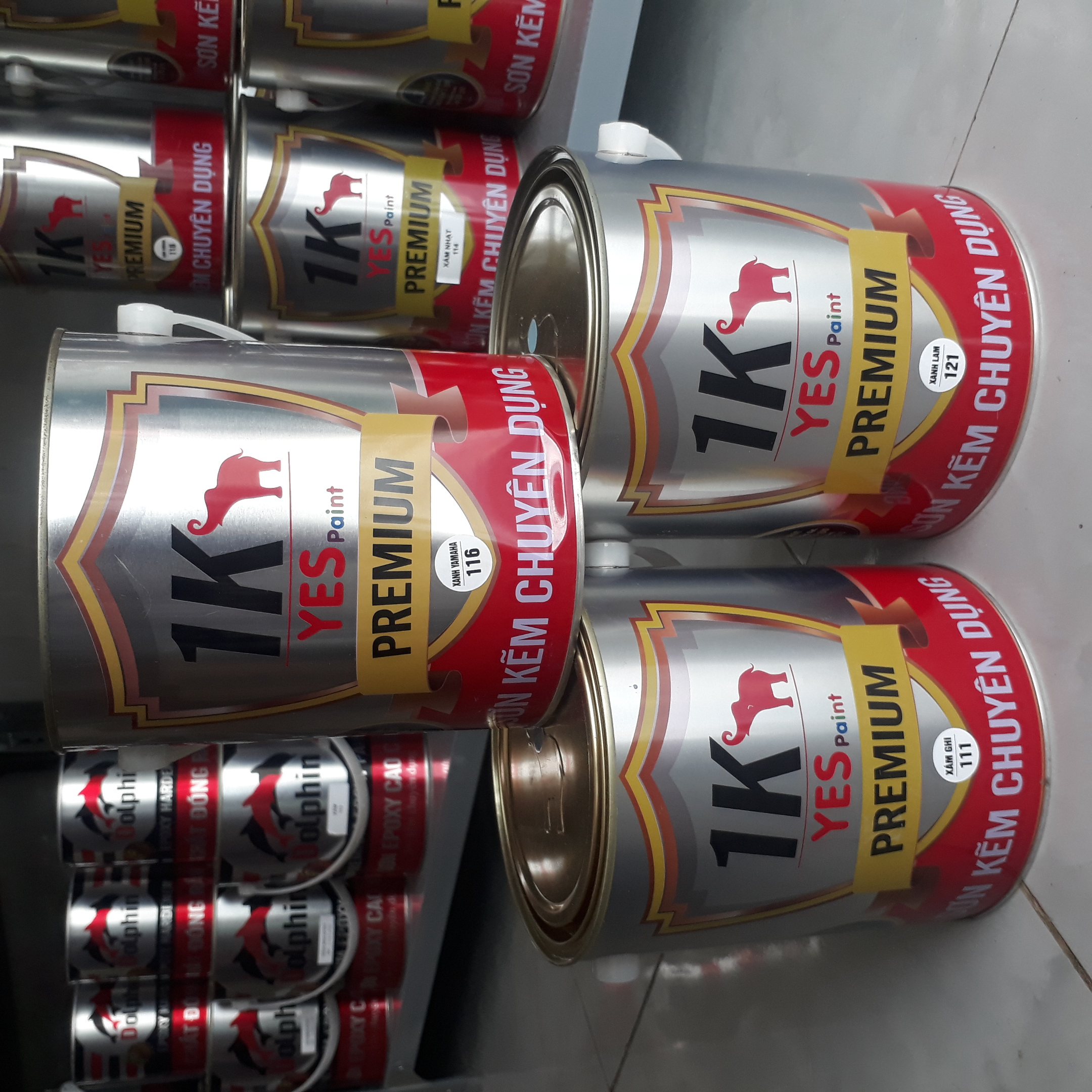 Sơn Sắt Mạ Kẽm Cao Cấp 1K Yes - Mau Khô - Bám - Bền (Lon 800g) - Tặng kèm cọ