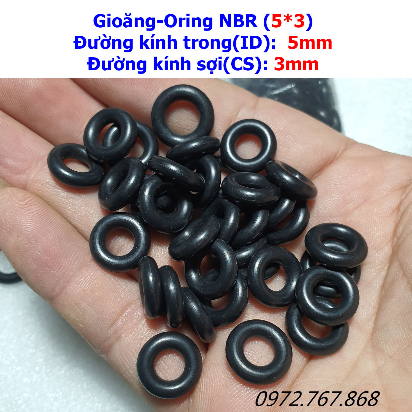 Gioăng cao su 53mm, đường kính trong 5mm, đường kính ngoài 11mm, dày 3mm