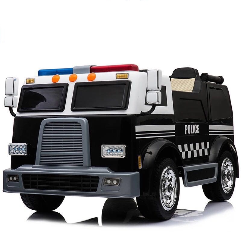 Ô tô xe điện đồ chơi cứu hỏa LL-911 cho bé mô hình xe 2 chỗ kèm bộ đàm còi hú (Đỏ-Đen)