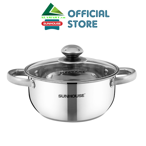 Nồi inox 3 đáy 20 cm Sunhouse SH22120 nồi inox nhỏ sữ dụng bếp từ