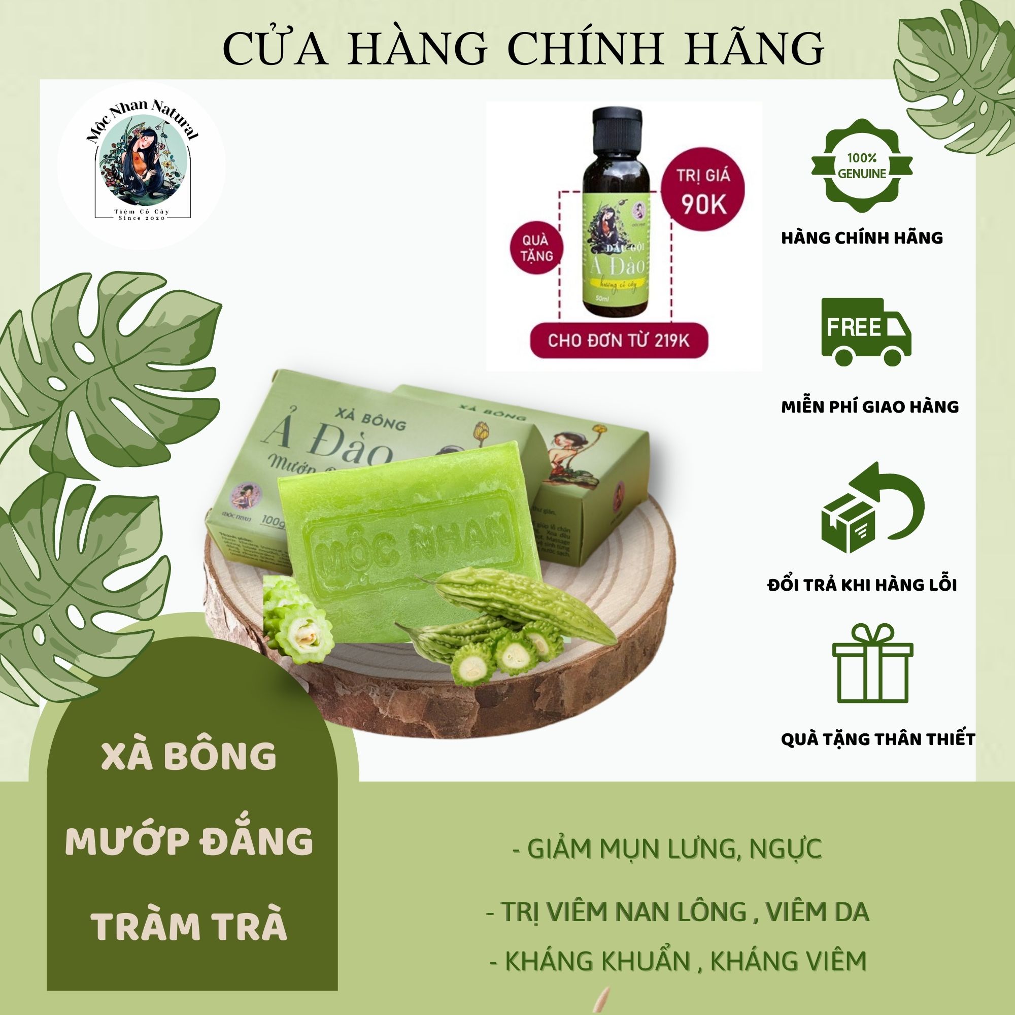 Xà mướp đắng handmade, thảo dược, thiên nhiên, sáng da, giảm mụn chính hiệu MỘC NHAN 100g