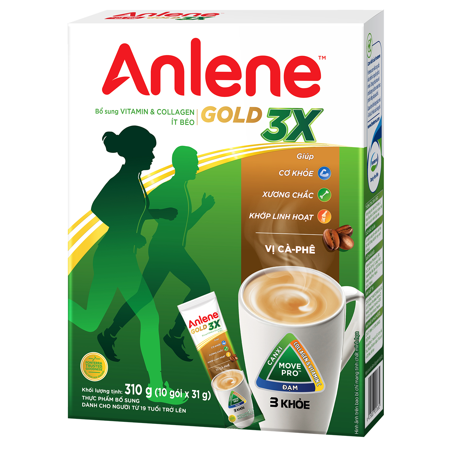 Combo hộp sữa bột Anlene Gold 3X hương Vanilla 1.2kg + hương Cà phê 280g