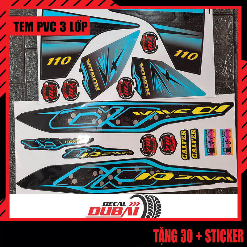[ Rẻ Vô Địch ] Tem Rời Xe Wave A110 Nhiều Màu Sắc - Hàng siêu đẹp, không bay màu, decal 3 lớp cực bền