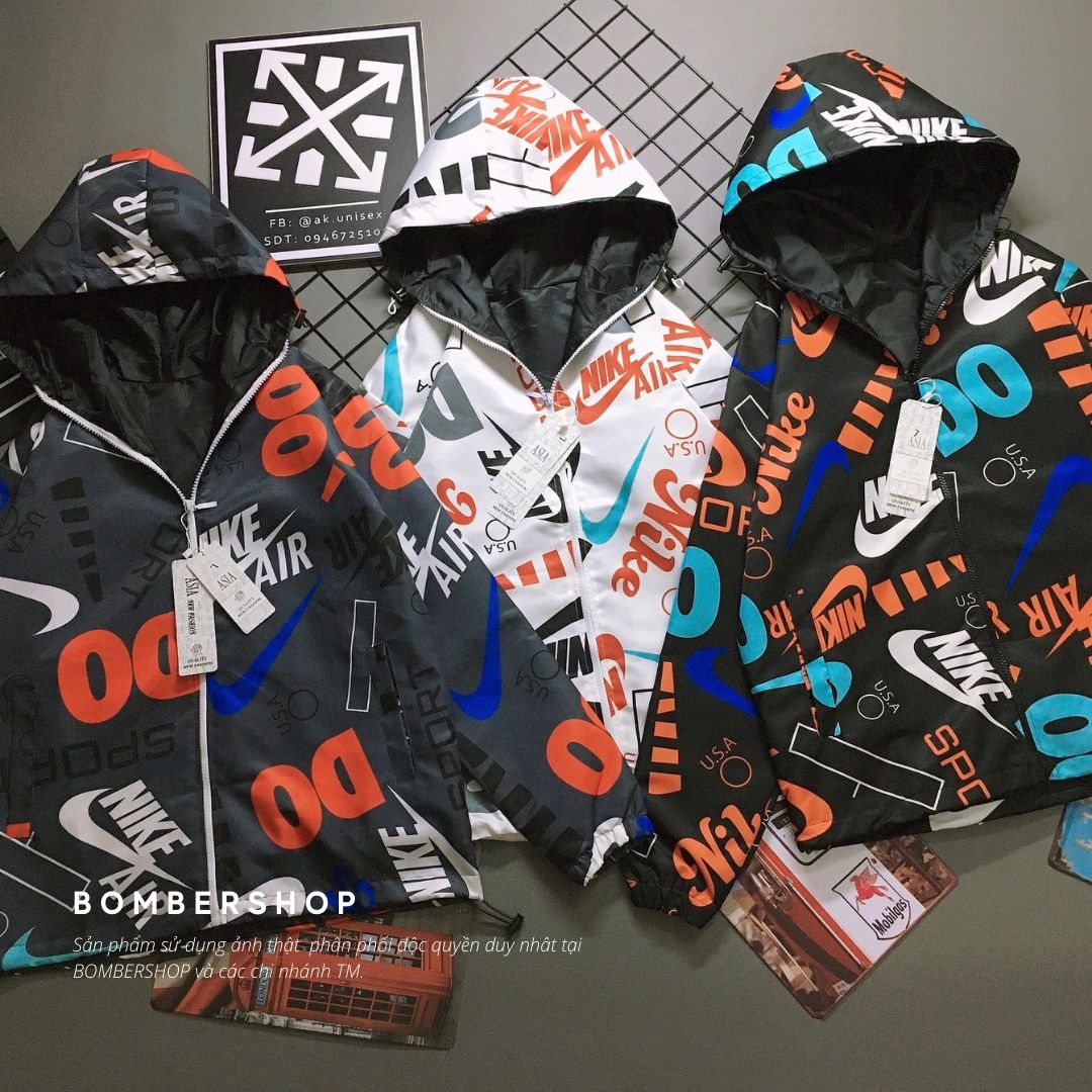Áo khoác dù style thễ thao phối full LOGO