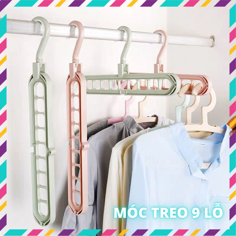 Móc Treo Quần Áo Đa Năng Thông Minh 9 Lỗ Tiết Kiệm Diện Tích, Xoay Gấp Gọn 2 Chiều 🍀 Loại Tốt 🍀