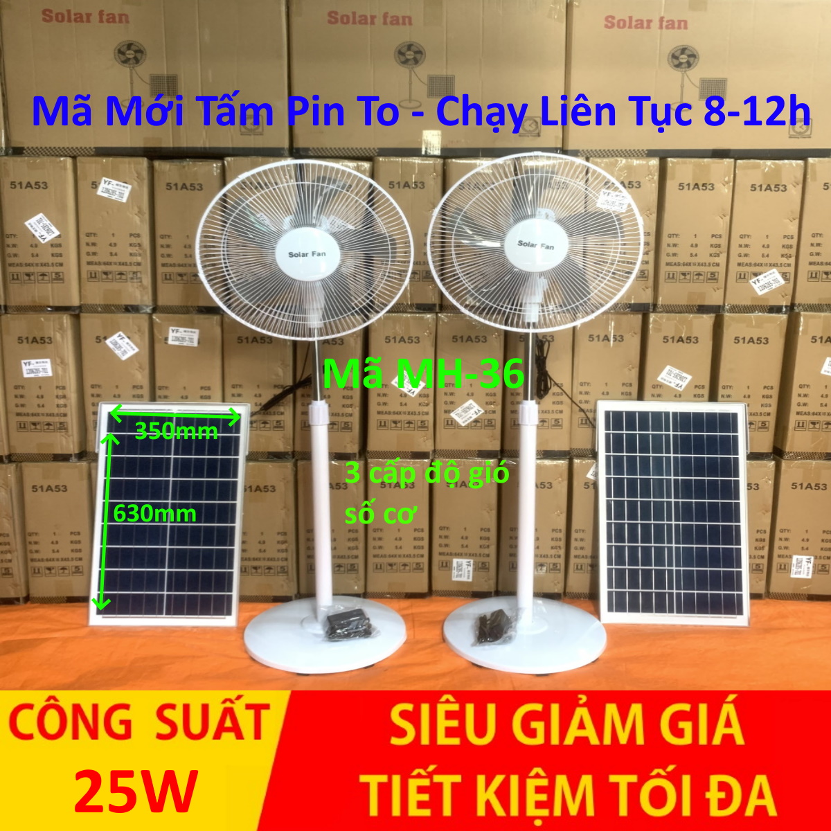 Quạt Tích Điện Năng Lượng Mặt Trời Thế Hệ Mới Solar Fan Dạng Đứng 3 Chế Độ Gió 5 Cánh Quạt, Quạt Năng Lượng Mặt Trời Hoạt Động Tiết Kiệm Điện Năng, Có Thể Sạc Trực Tiếp Hoặc Tích Điện