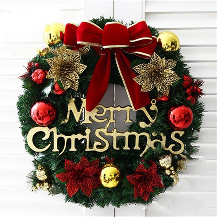 Vòng hoa giáng sinh Vòng nguyệt quế nơ đỏ noel-SKU-VN10-va