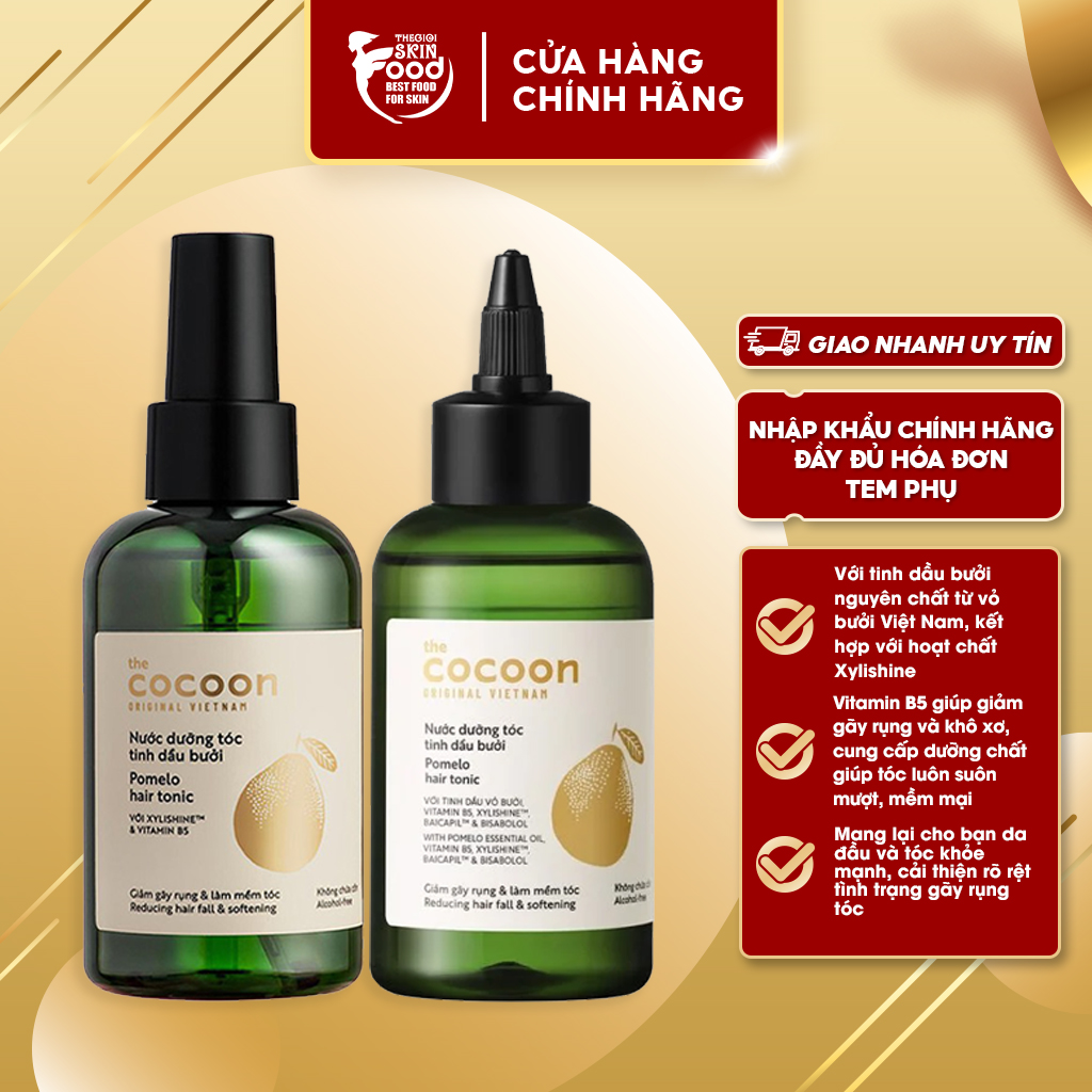 Nước Dưỡng Tóc Giảm Gãy Rụng Và Làm Mềm Tóc Tinh Dầu Bưởi The Cocoon Pomelo Hair Tonic 140ml