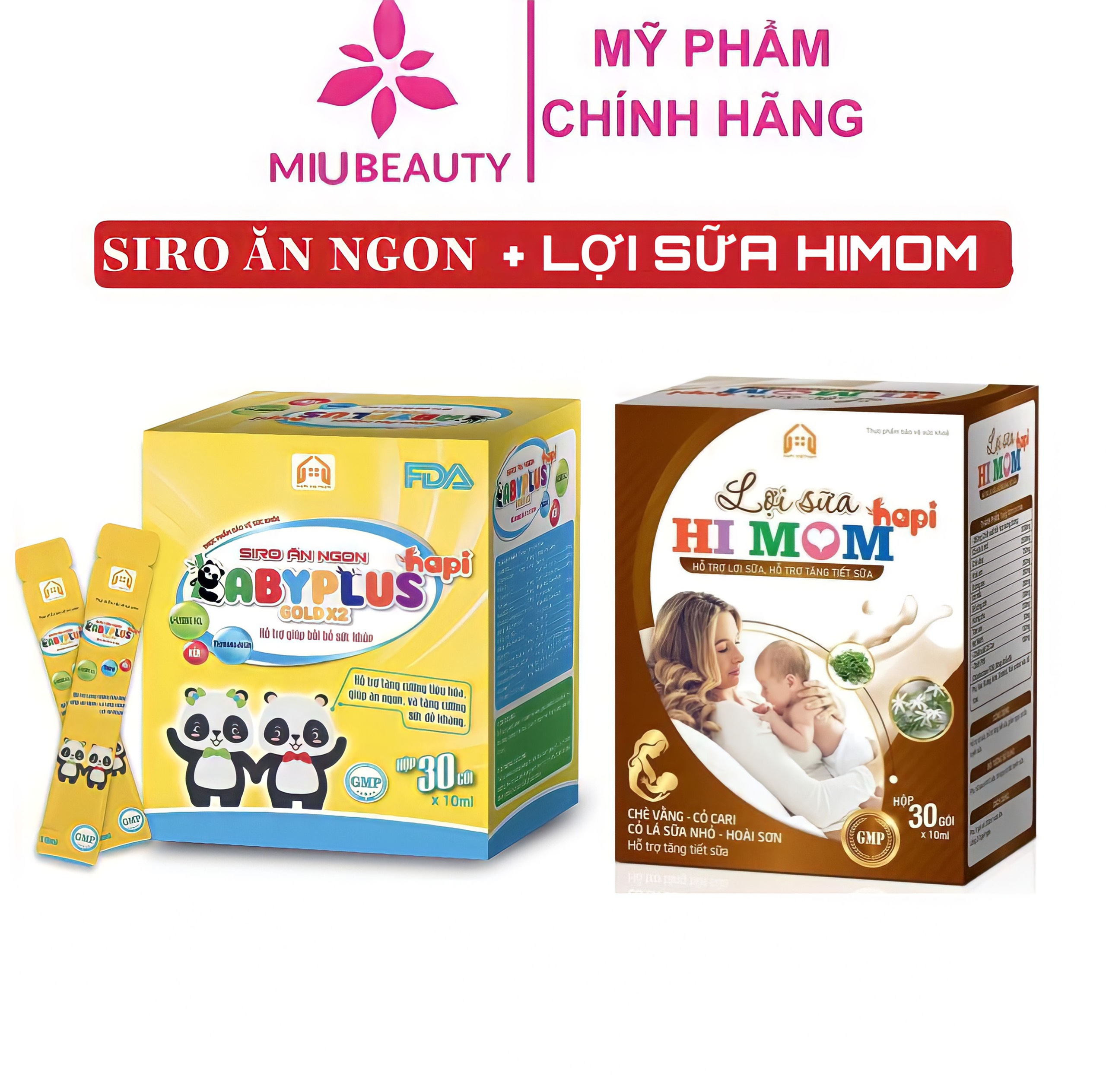 Combo siro ăn ngon babyplus + lợi sữa hi mom hapi - lợi sữa mát sữa thông tắc tuyết sữa, giúp bé tăng cân ngủ ngon giấc