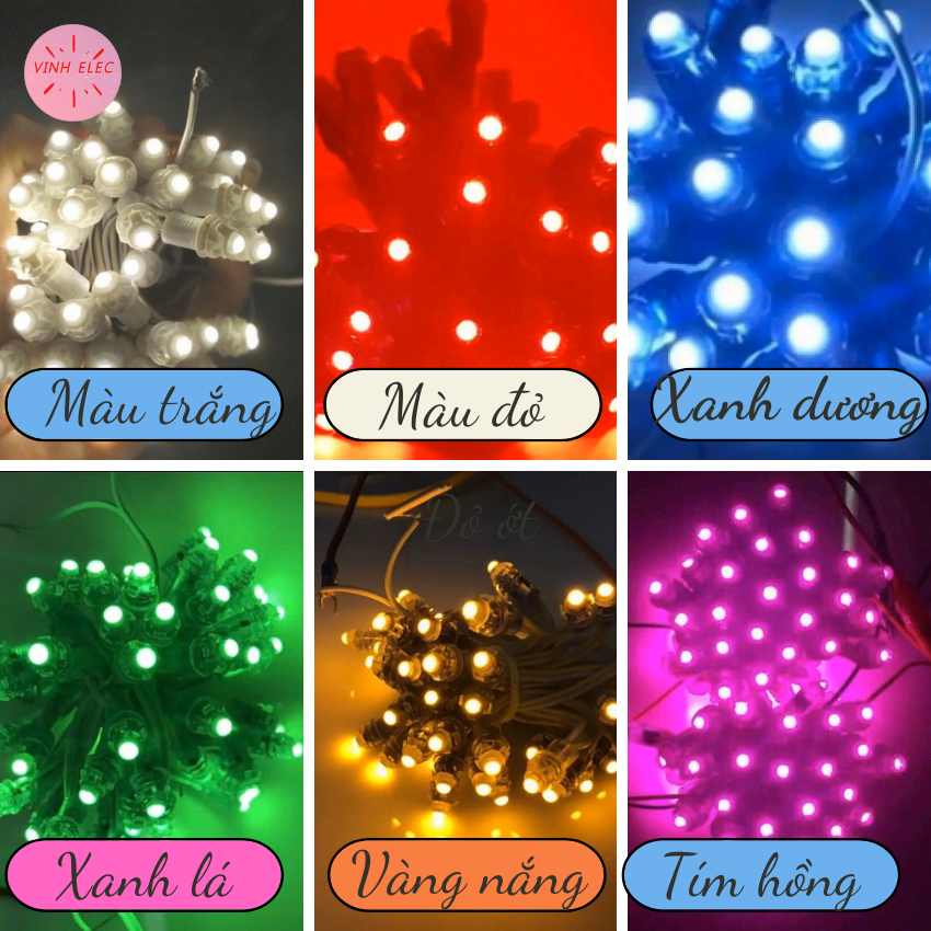 [ Freeship + quà] Led đúc F5 dây 50 bóng Dây đồng bọc nhựa quấn cây chịu nước điện 12V dùng trang trí nhà cửa trang trí tết độ bền cao.