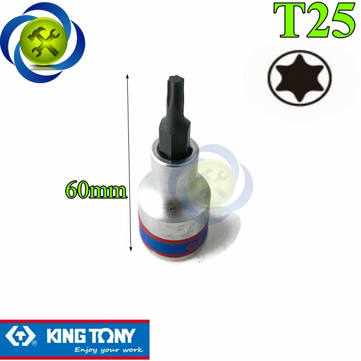 Đầu tuýp sao t25 1/2 kingtony 402325 dài 60mm trắng đen