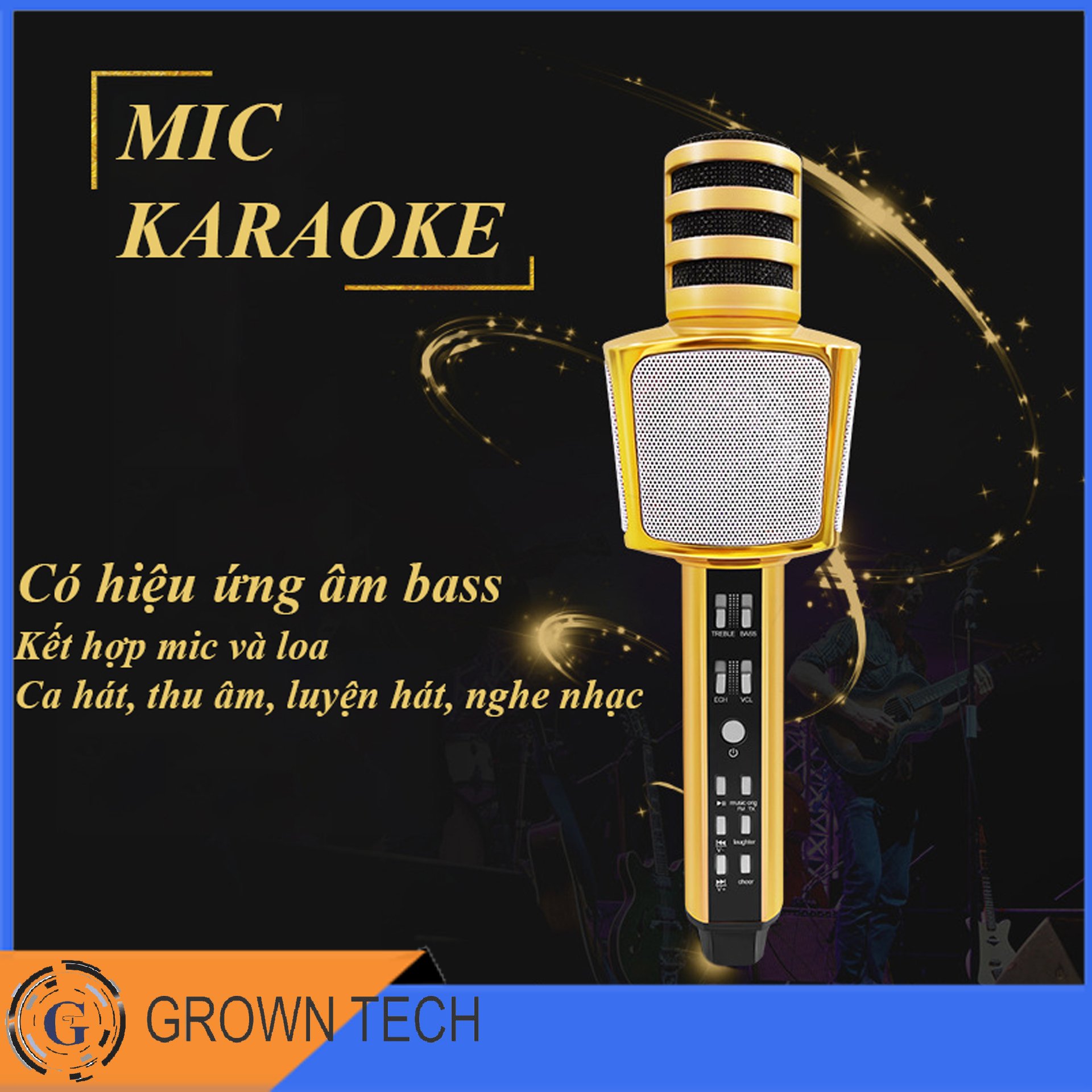 Micro hát karaoke bluetooth SD-17, mic kiêm loa, dung lượng lớn âm vang ấm ghi âm