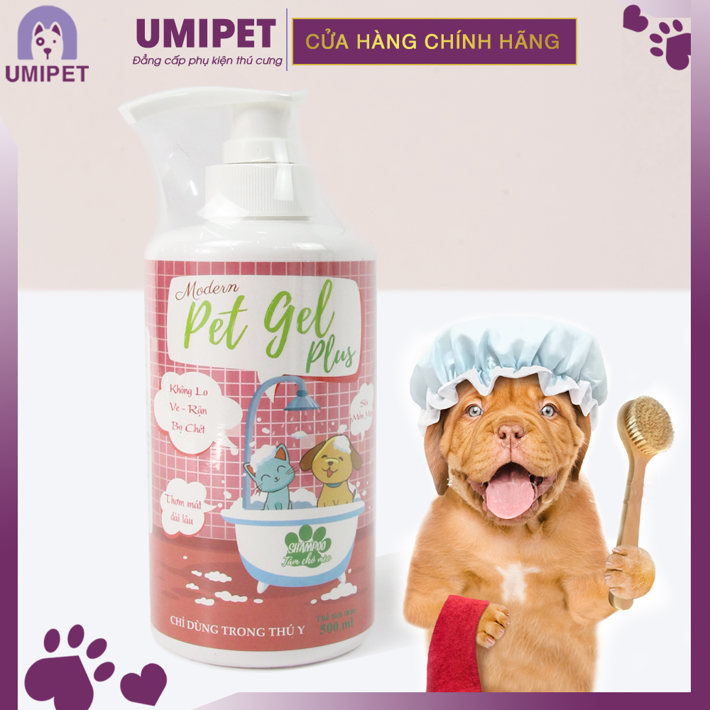 Sữa tắm diệt ve giận bọ chét chó mèo pet gel plus umipet 500ml - sữa tắm cao cấp cho thú cưng