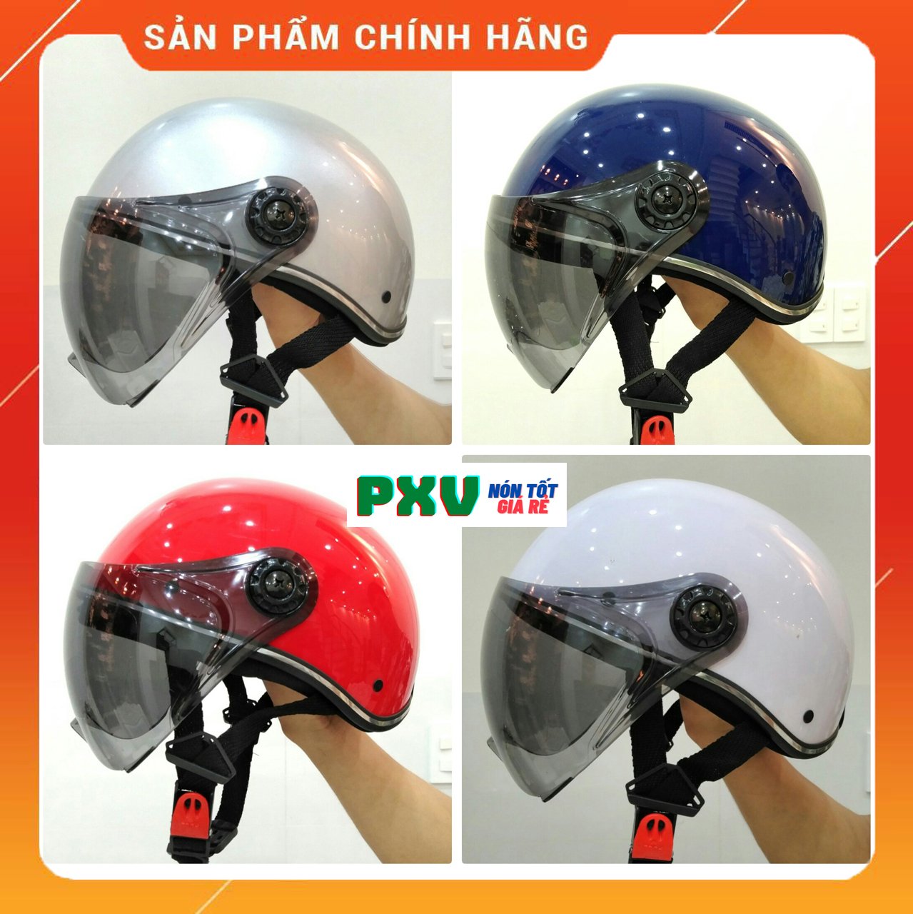 Mũ Bảo Hiểm Nửa Đầu Có Kính Hàng Cao Cấp