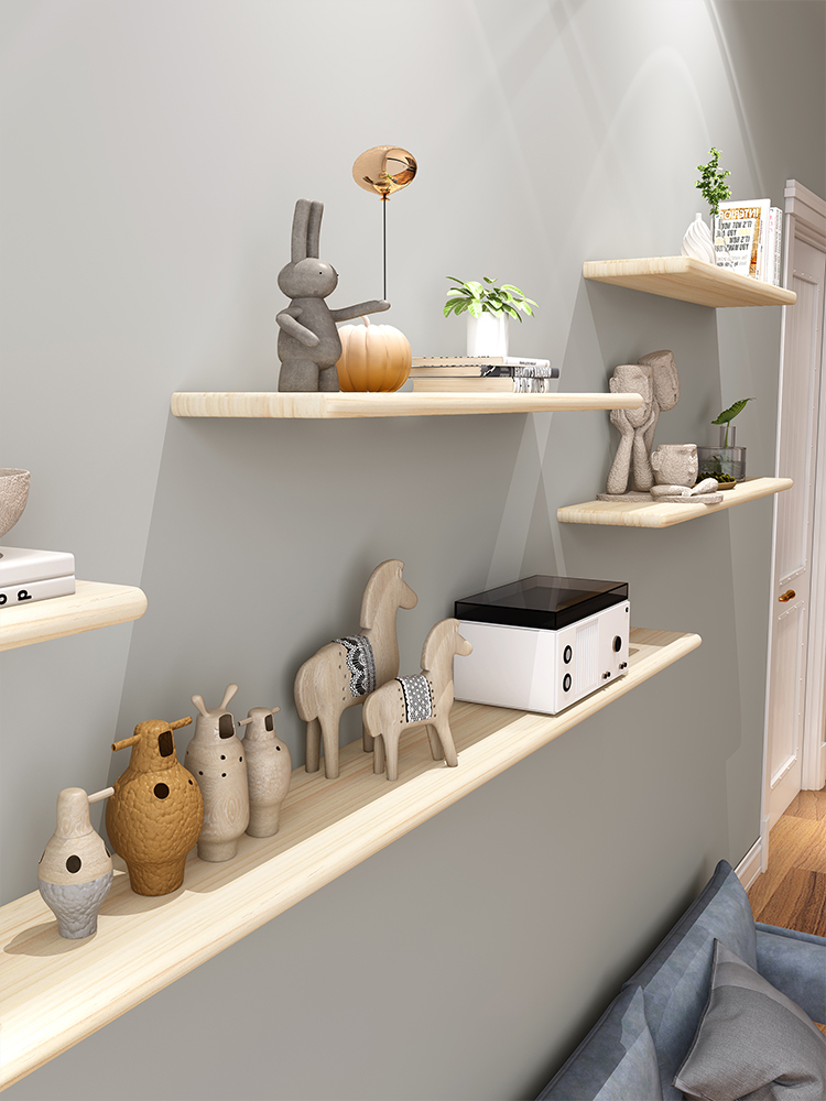 Kệ gỗ treo tường 1 thanh ngang trang trí để đồ gỗ thông tự nhiên 80x15 cm