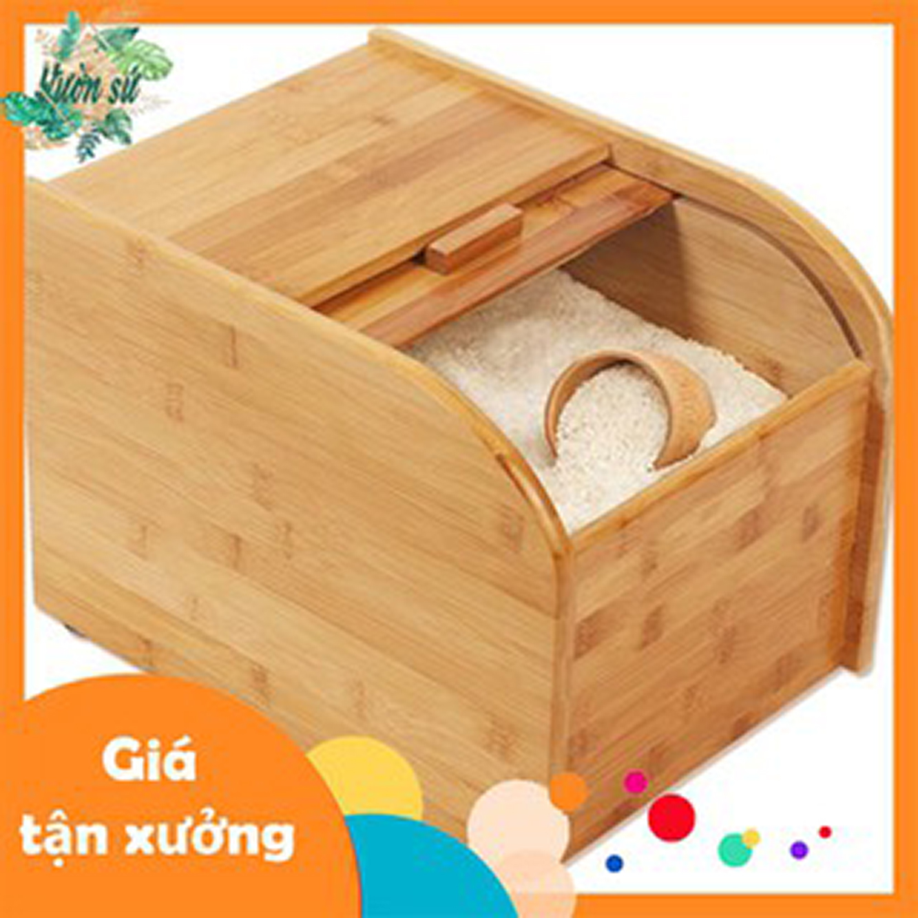 Thùng gỗ đựng gạo tiện dụng 5-10kg - vs43